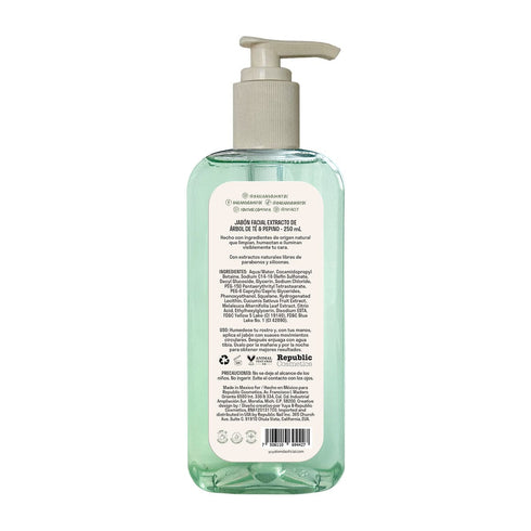 Jabón de Extracto de Árbol de Té y Pepino Jabón líquido facial Yuya